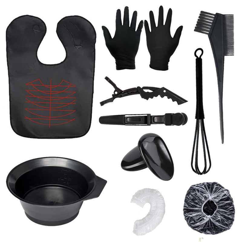 Hair dyeing tools, hair dyeing bowl, hair dyeing shawl, hair dyeing brush, hair dyeing comb, twelve-piece suit, baking oil, beauty and hairdressing supplies