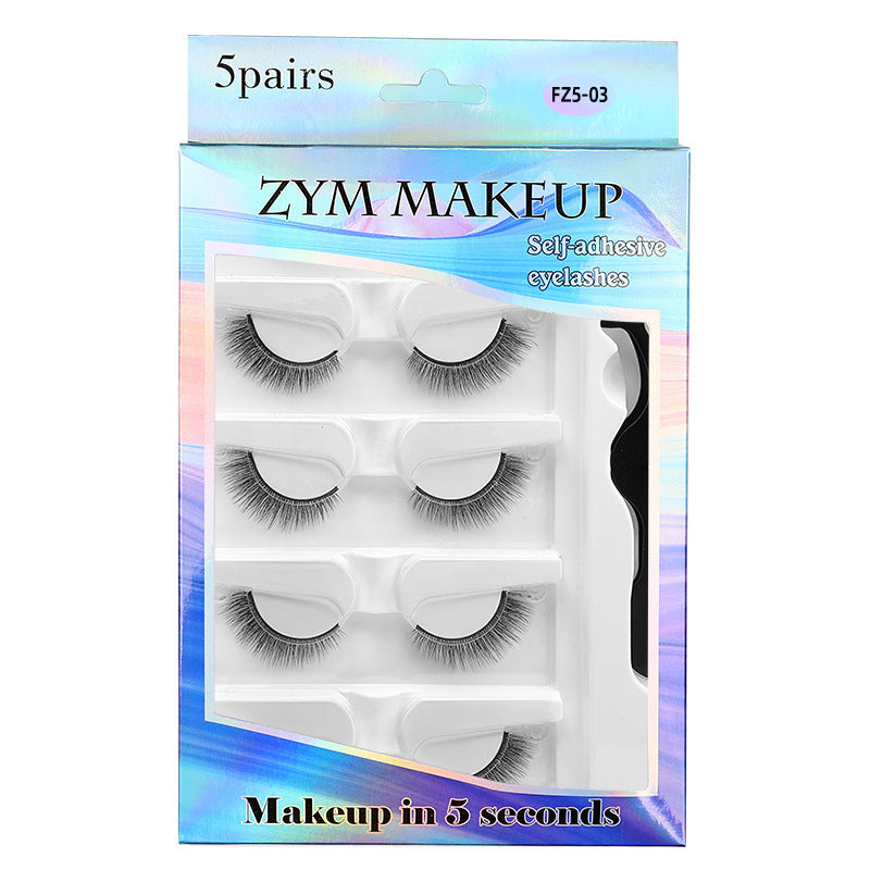 Glue-free self-adhesive false eyelashes for women nature temperature-sensitive black stem self-adhesive one-piece fashion baby straight eyelashes suit