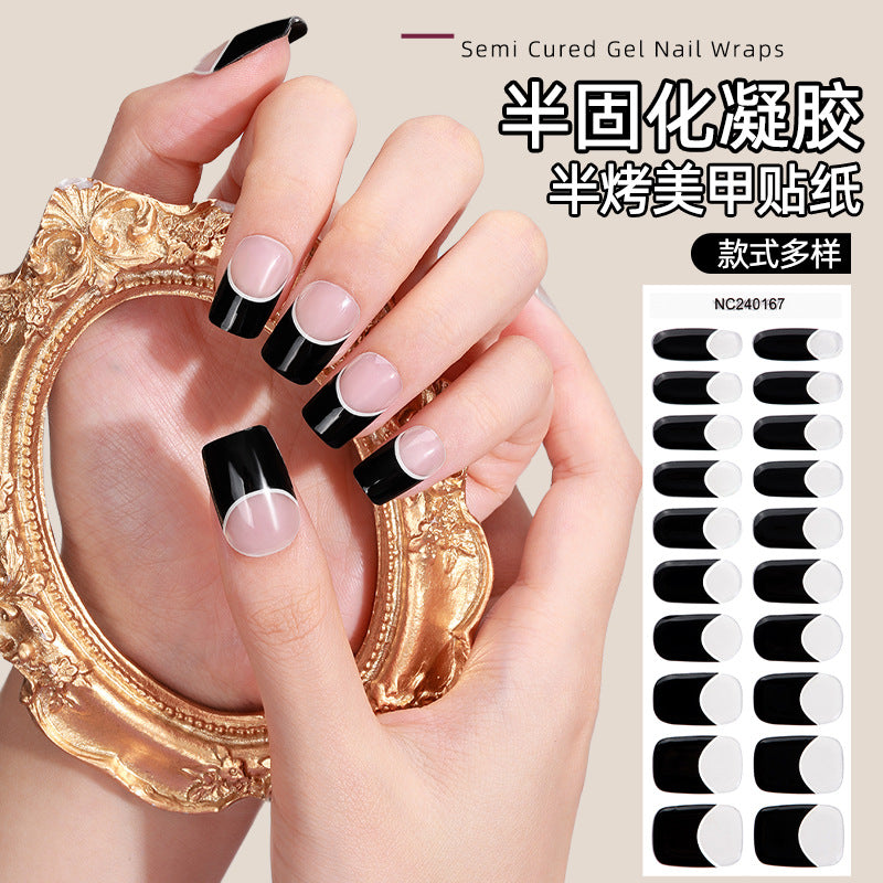 Zhengxiang custom gel nail art stickers - french style, uv/led semi-cured, waterproof, wholesale for export