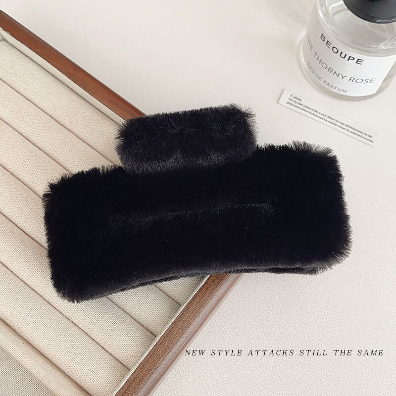 10cm square plush gripper square hair clip 2025 new style back of head shark clip headwear hairpin