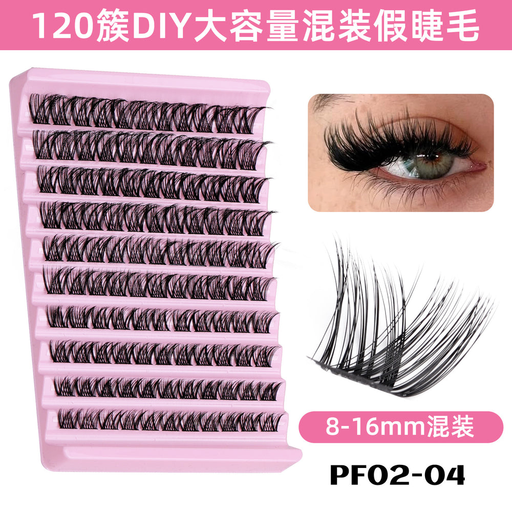 European and american segmented false eyelashes suit10 rows diy cluster grafted eyelashes large capacity mixed eyelashes