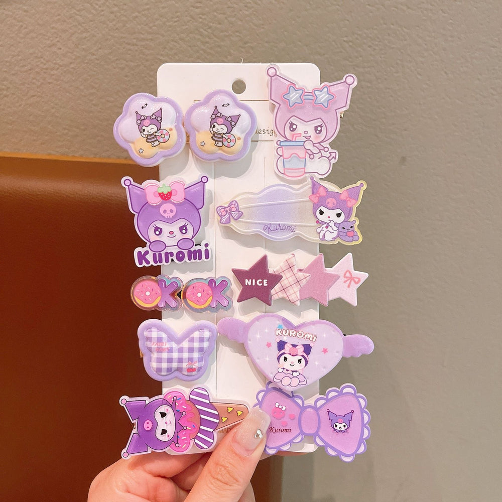Sweet and girly cartoon hair accessories for students, acrylic hair clips for girls, cute princess bang clips, adorable hairpins and ornaments