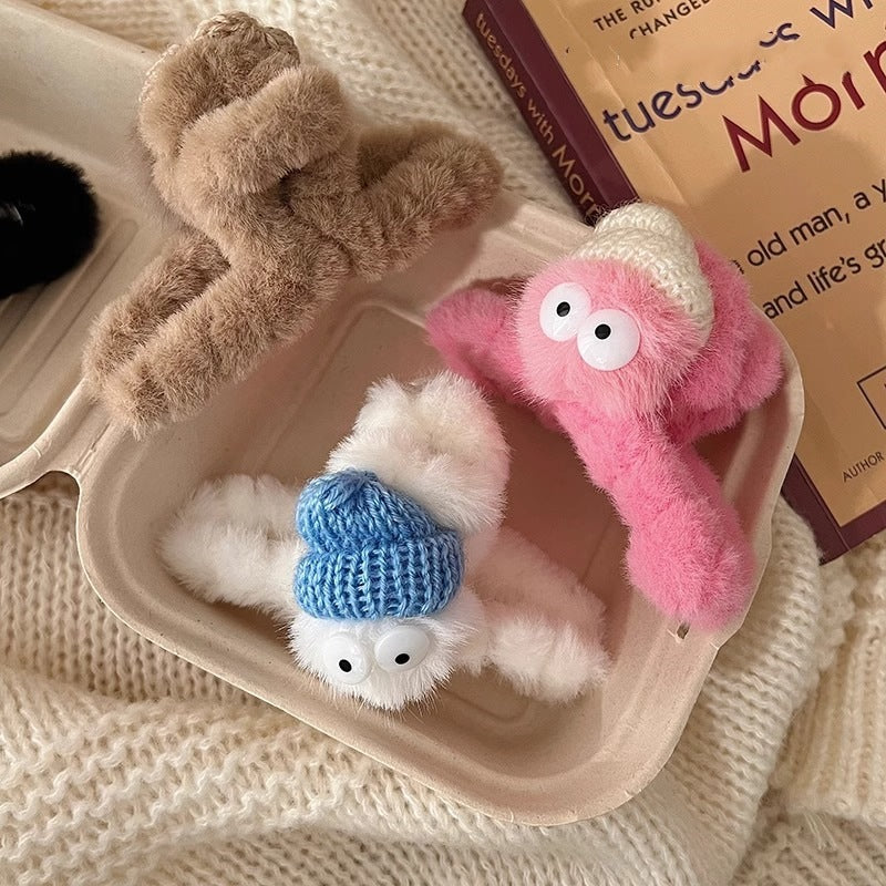 Big-eyed briquettes stuffed gripper female funny back head hairpin furry shark clip new arrivalcutefall and winter headwear