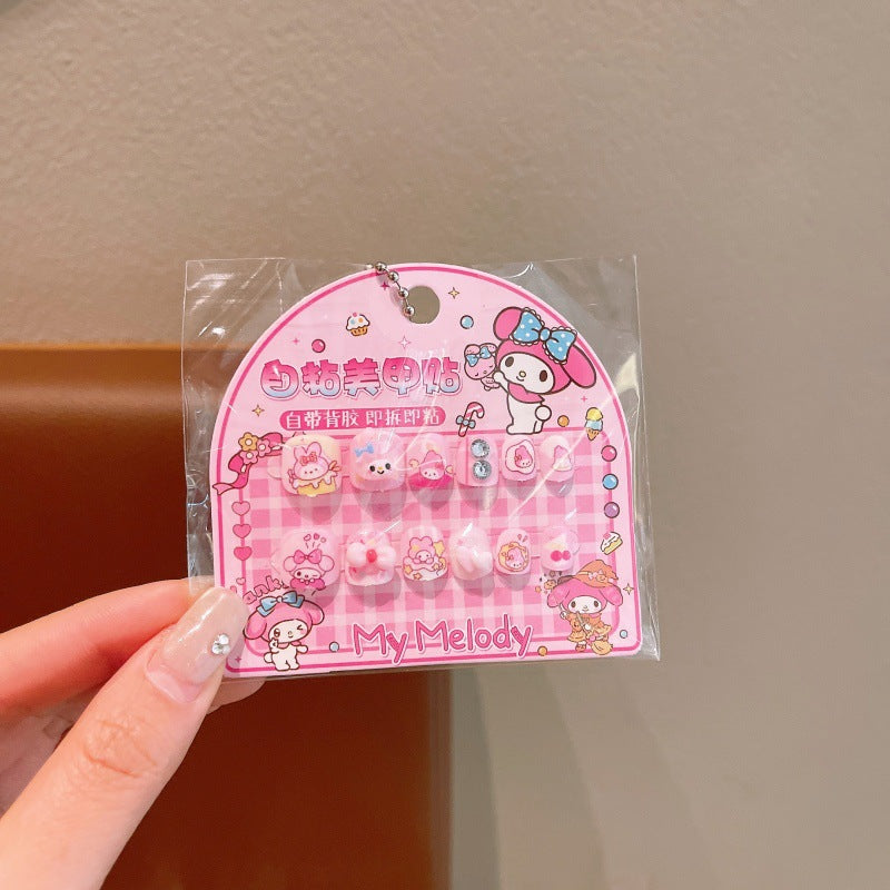 Kids' nail sticker set - cute princess designs, removable hard false nails, nail art for girls, adorable cartoon gifts for women