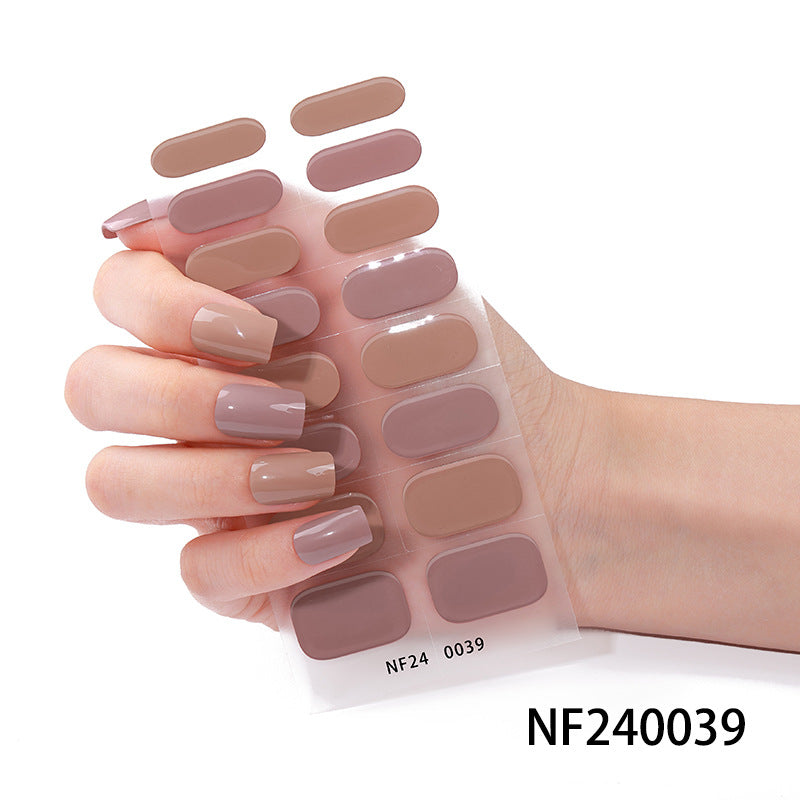 Gel manicure stickers 16 stickers semi-cured phototherapy stickers full stickers semi-baked nail stickers ready-made 5d jewelry ice transparent finished product