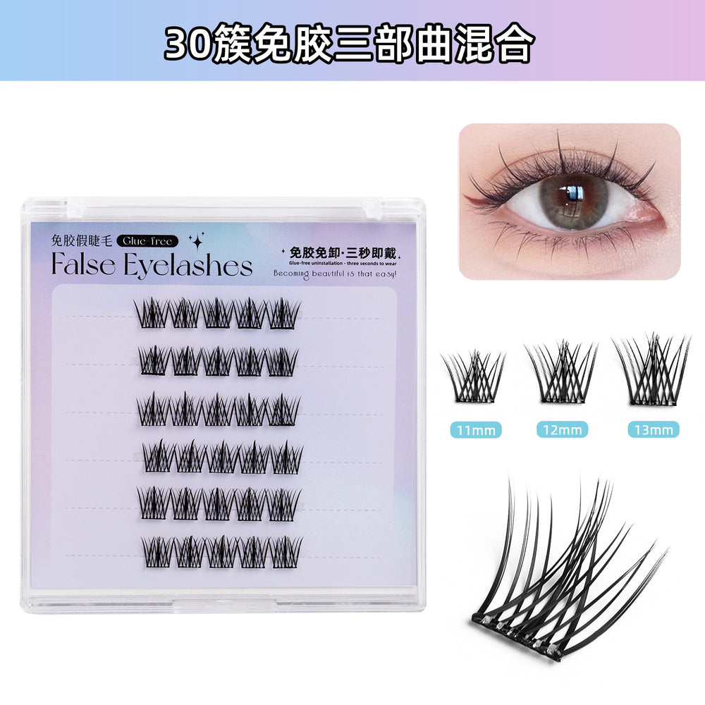 Pindu glue-free false eyelashes full series natureartificial free removable eyelashes whole cluster fox false eyelashes factory batch