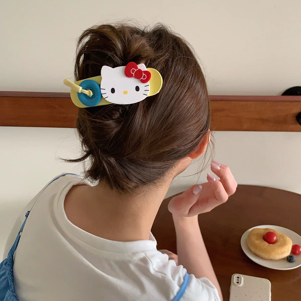 Girl planet contrast colorkt cat button hair clip large duckbill clip half tie hair clip hair clip hair clip accessories