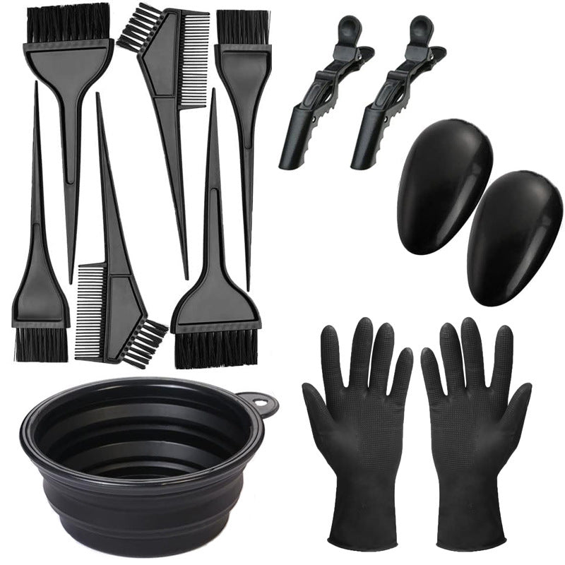12-piece hair dyeing tool hair dyeing bowl disposable shower cap latex gloves suit comb brush hairdressing tool ear