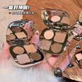 Kakashow light & shadow bear eyeshadow palette - 4 colors: shimmer, fine glitter, matte, waterproof, everyday earth tones