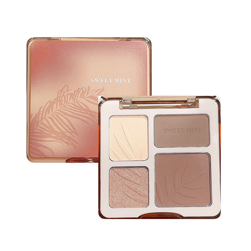 Sweet mint four-color contouring palette - all-in-one for sculpting, highlighting, shading, and nose contouring