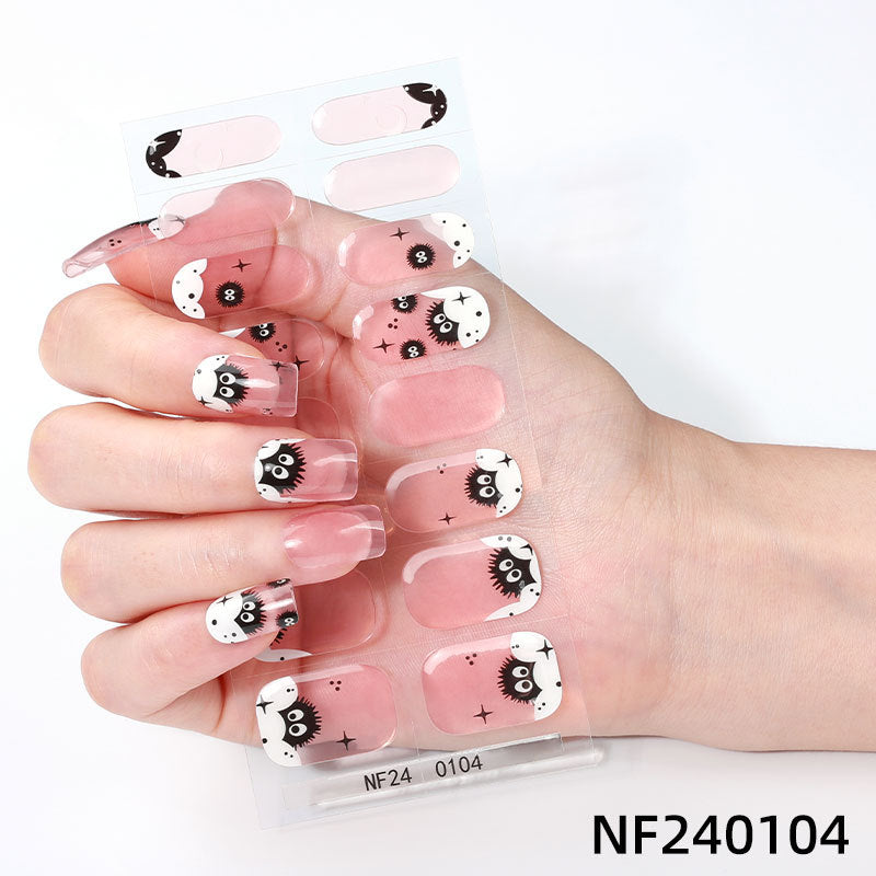 Zhengxiang factory customized gel nail art stickers ins cross-border uv second generation semi-baked semi-cured nail stickers amazon