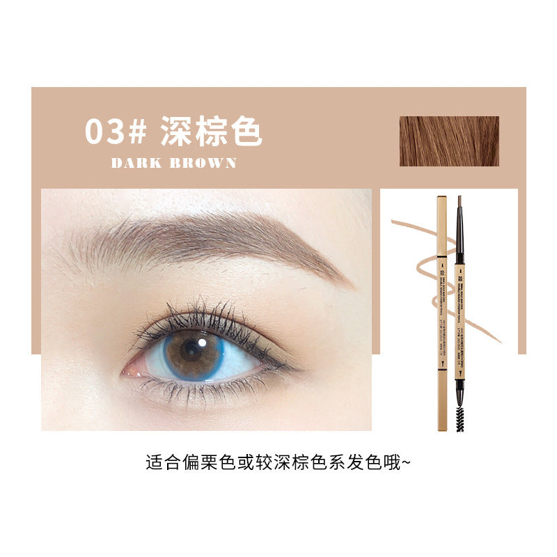 Makeup xixi small golden chopsticks double-ended eyebrow pencil extremely small triangle roots clear wild eyebrows waterproof anti-sweat and non-smudge