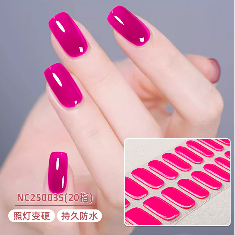 Zhengxiang custom gel nail stickers - waterproof, cross-border, european & american style, solid color nail art stickers, uv light curing, semi-cured nail stickers