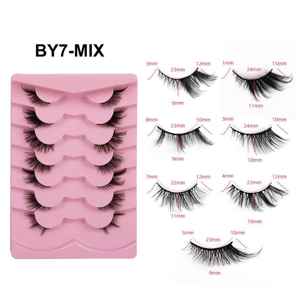 Pingdu 10 pairs of hard stem fake eyelashes, a whole strip of rabbit grandma's whole cluster of eyelashes, glue style, special for makeup artists