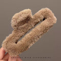 Fall and winter gripper coffee color large square stuffed hair clip for women's back of head hair clip shark clip hairpin headwear
