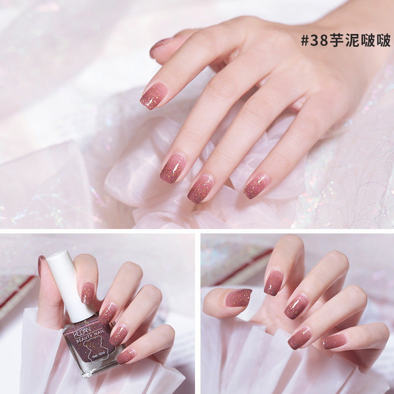 Ice-through nail polish, no-bake cool dan, new arrival, long-lasting, quick-drying jelly, transparent nude, oily, non-tearable nail polish