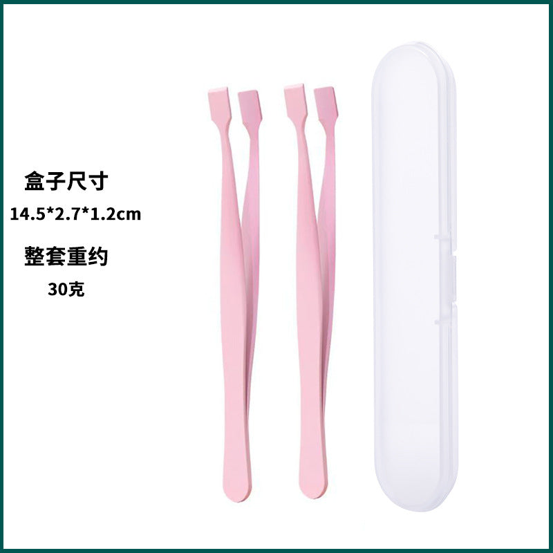 Beginner-friendly stainless steel eyelash extension tweezers - safe, high-precision flat tip tweezers for lower lashes