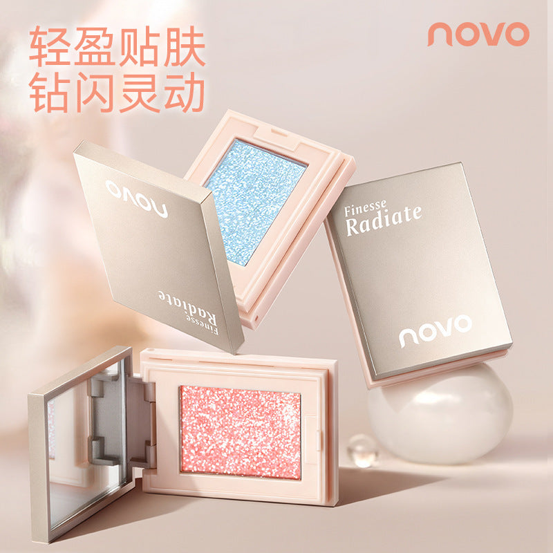 Makeup novo hengyao rongguang single color eye shadow powder pearlescent flash fine shimmer stereo brightening highlighter powder multi-purpose in one plate