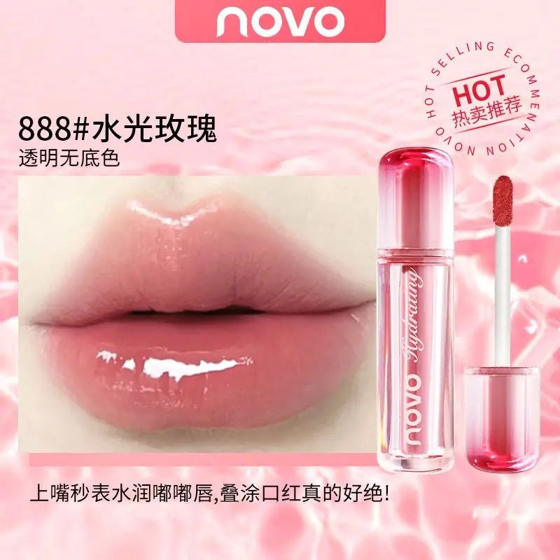 Makeup novo zero sensation mirror translucent lip glaze female student affordable mirror moisturizing plump lips whitening lip gloss