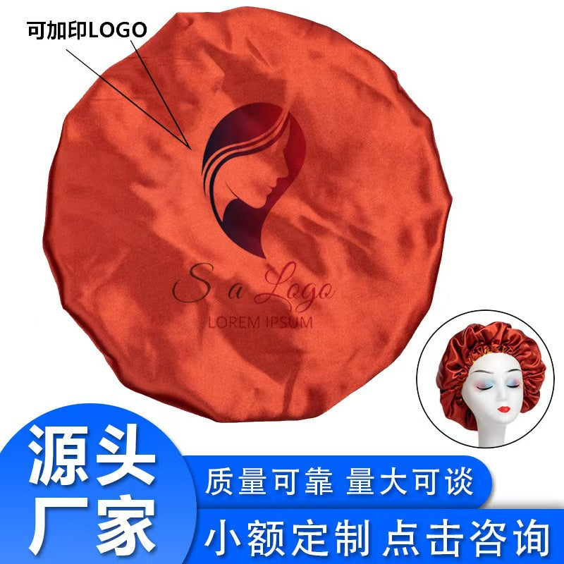 Source factory baotou hat single and double layer satin wig shower cap wig cap lace breathable nightcap curly hair