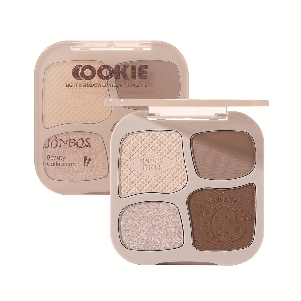 Jonbos embossed light and shadow quad contour palette - all-in-one sculpting, highlighting, and contouring set