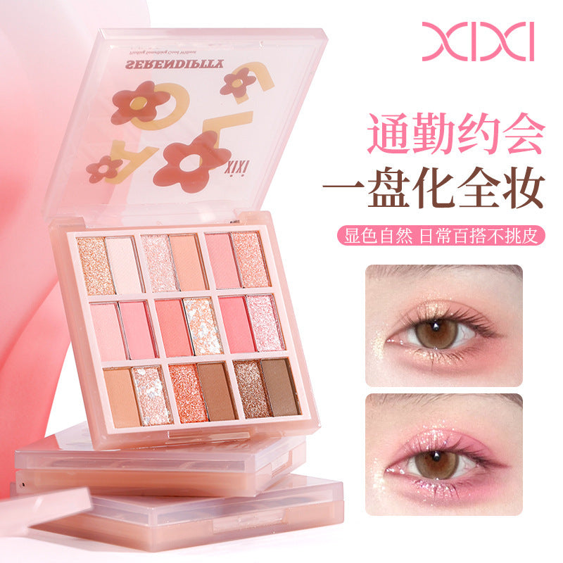Xixi dream secret eighteen color eyeshadow palette pearlescent matte flash atmosphere eye makeup blush highlight all-in-one palette
