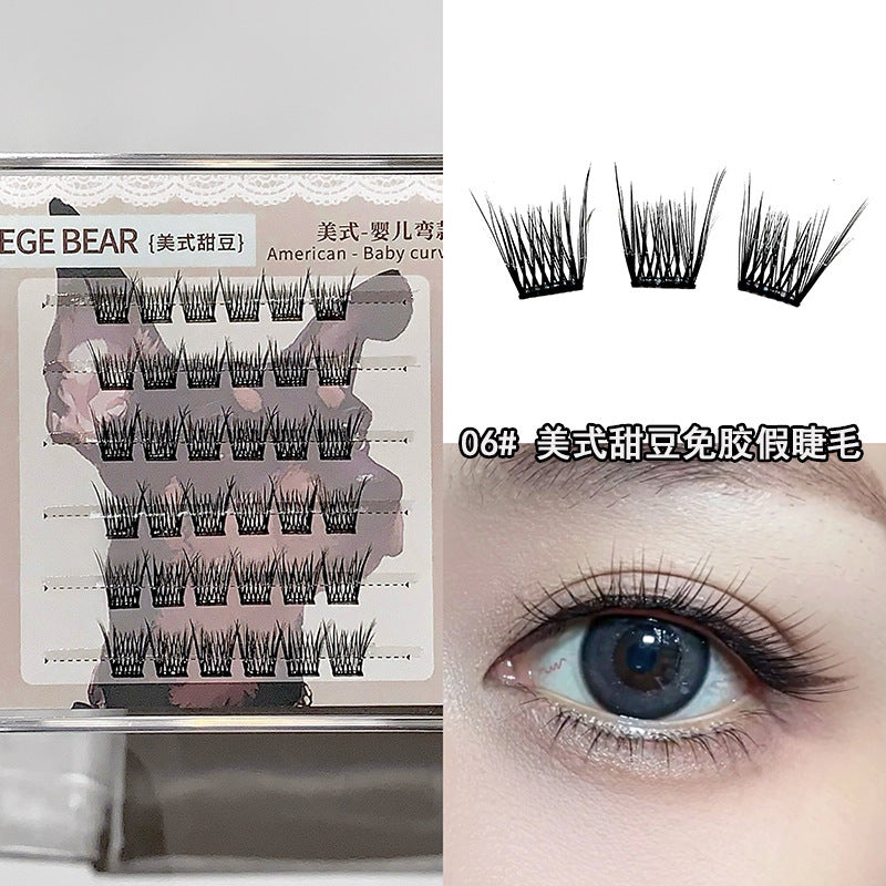 Gege bearkorean style girl group glue-free false eyelashes self-adhesive natureartificial mom-like lazy single cluster eyelashes