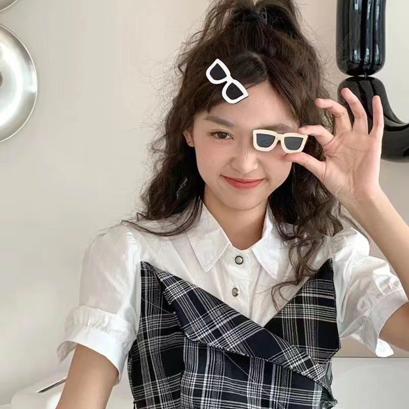 Creative sunglasses hairpin cute cute bangs clip funny selfie side clip broken hair clip easiest for match hairpin japanese and korean women