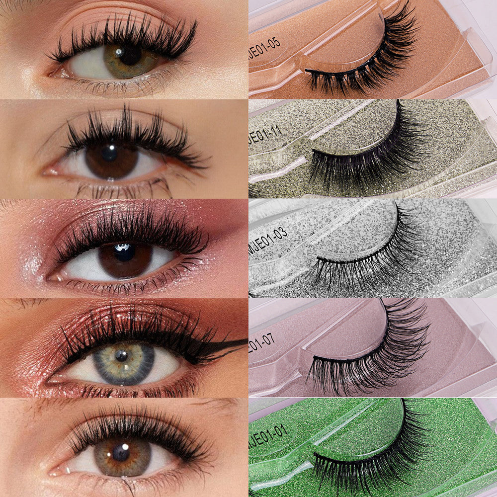 European and american style mixed eyelash set - 12 pairs faux mink lashes, short, dense, high-quality false eyelashes