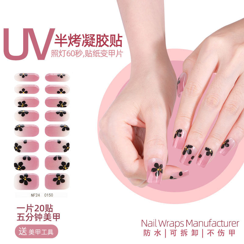 Zhengxiang personalized gel manicure stickers french butterfly onion powder smudged uv photo lamp semi-baked semi-cured nail stickers