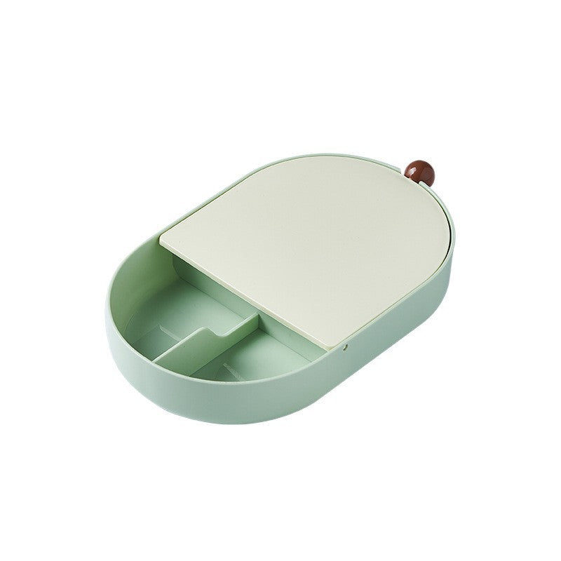 Foldable makeup mirror storage box - dorm room desktop cosmetic vanity mirror - plastic home mirror