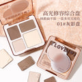 Makeup xixi depicts four-color contouring powder palette, stereo brightening shadow, high-gloss contouring all-in-one comprehensive palette