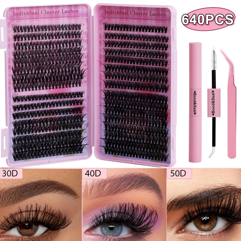 Segmented false eyelashes suit cross-border 40p50p clustered european and american eyelashes extension lashes kit set