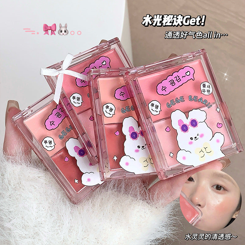 Gege bear water glow blush palette - beginner-friendly, natural nude makeup, enhances complexion, matte rouge