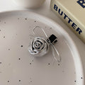 Casual leather rose flower hairpin k-style flower hair tie high ponytail hair rope side broken hair hairpin female headwear