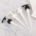 Guangzhou in-stock: push-down threaded lotion pump head, long spout 32 teeth, black and white hand soap & personal care plastic pump