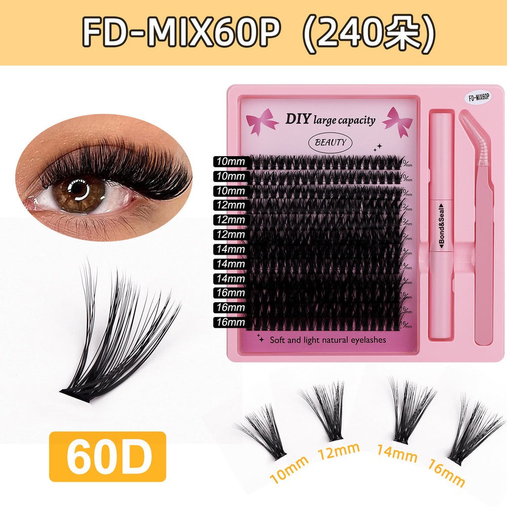Segmented false eyelashes suit cross-border 40p50p clustered european and american eyelashes extension lashes kit set