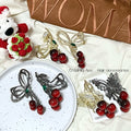 Korean sweet cherry bow hair claw clip - fresh & chic hair styling clip - minimalist & elegant hair accessories for women