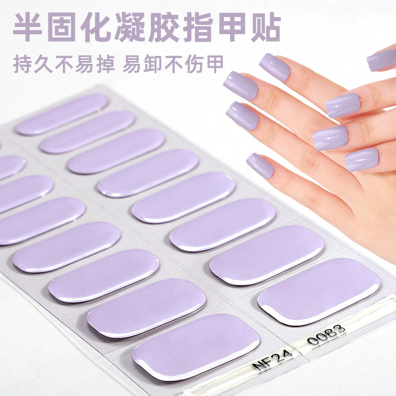 Zhengxiang factory custom gel nail stickers solid color uv light nail polish gel japanese and korean semi-cured nail stickers wholesale