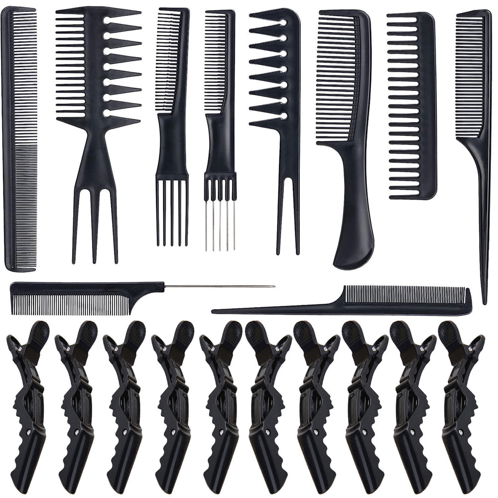 Ten-piece hairdressing comb set, pointed tail comb, hairdressing wide-tooth comb, hair dyeing comb, crocodile clip, duckbill clip, cross-border supply