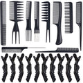 Ten-piece hairdressing comb set, pointed tail comb, hairdressing wide-tooth comb, hair dyeing comb, crocodile clip, duckbill clip, cross-border supply