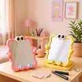 Cartoon vanity mirror - desktop, wall-mountable makeup mirror with plastic storage - perfect for home and office