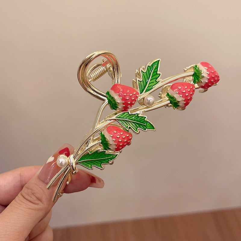 New arrival strawberry back head hair clip classy large shark clip classy hair clip female headwear summer large size