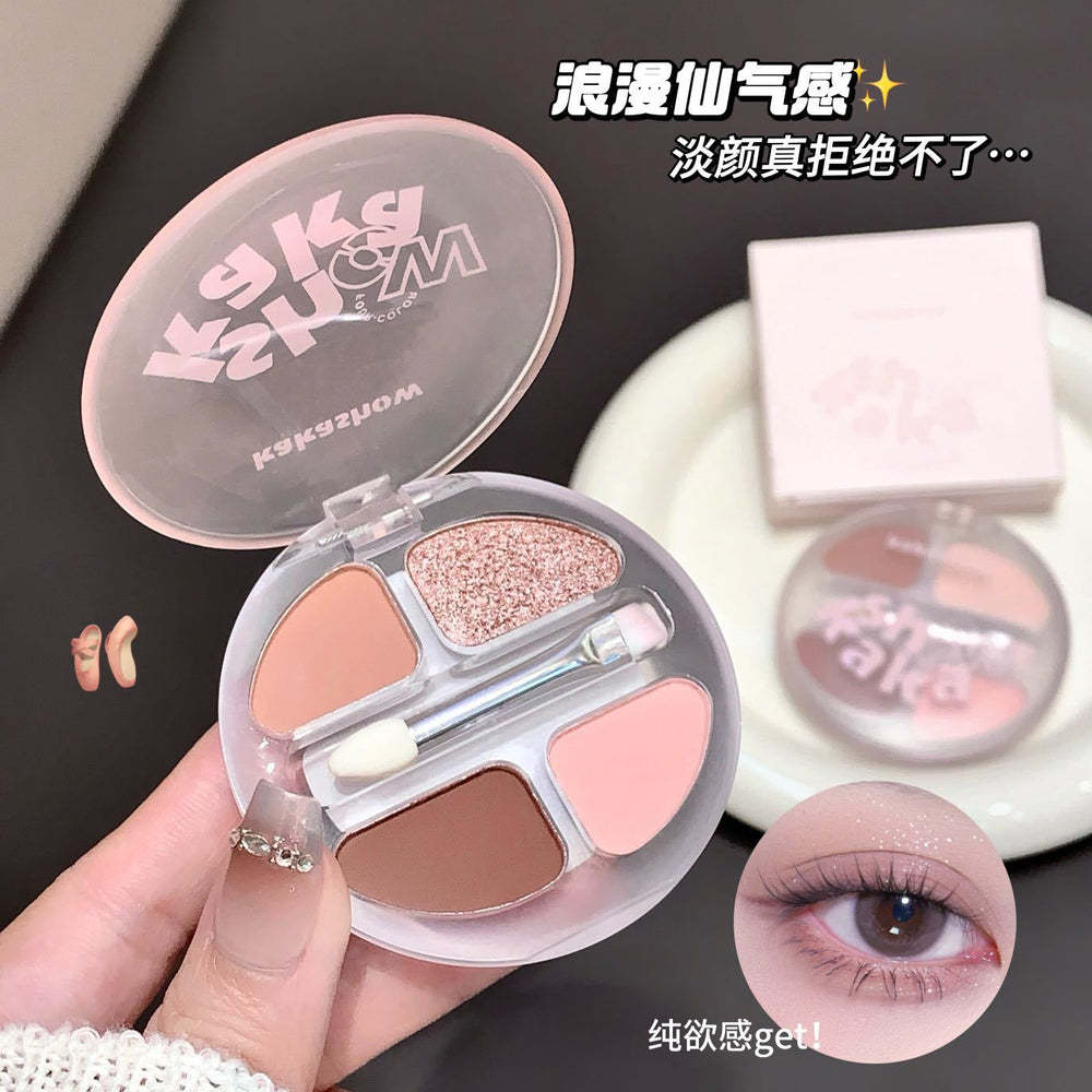 Makeup kakashow smart four-color lying silkworm palette for women matte pearlescent fine shimmer stereo brightening multi-functional eye shadow palette