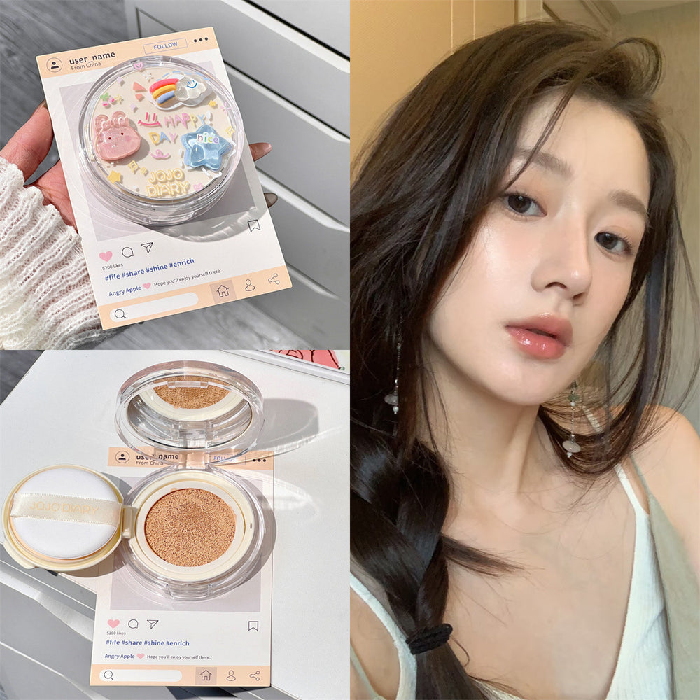 Jiujiu diary colorful childlike soft cushion cream, light and compliant, concealer, waterproof, anti-sweat, non-removing makeup, non-sticky powder