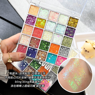 Capel 25-color mermaid glitter eyeshadow palette - non-flying, pearlescent, explosive shimmer, sparkling performance makeup, mermaid glitter