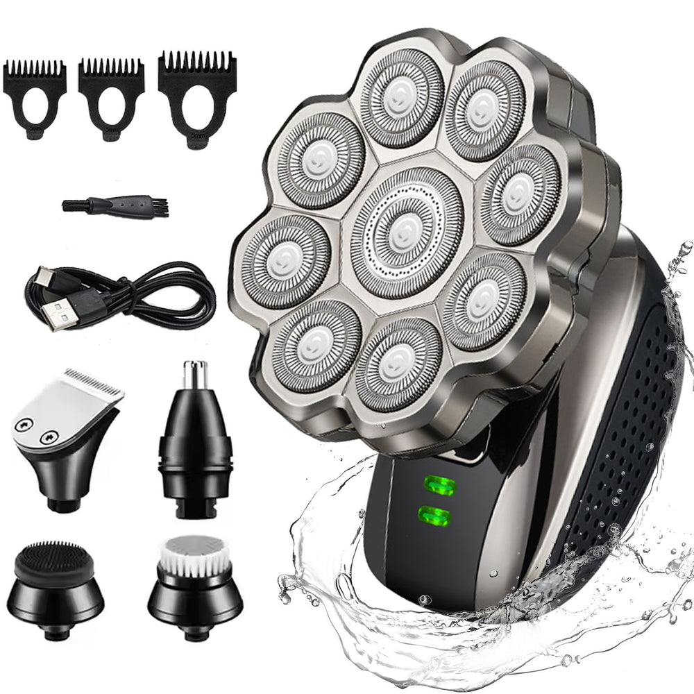 nine-blade bald self-service hairdressing handy gadget electric rechargeable razor magnetic blade full body washable knife