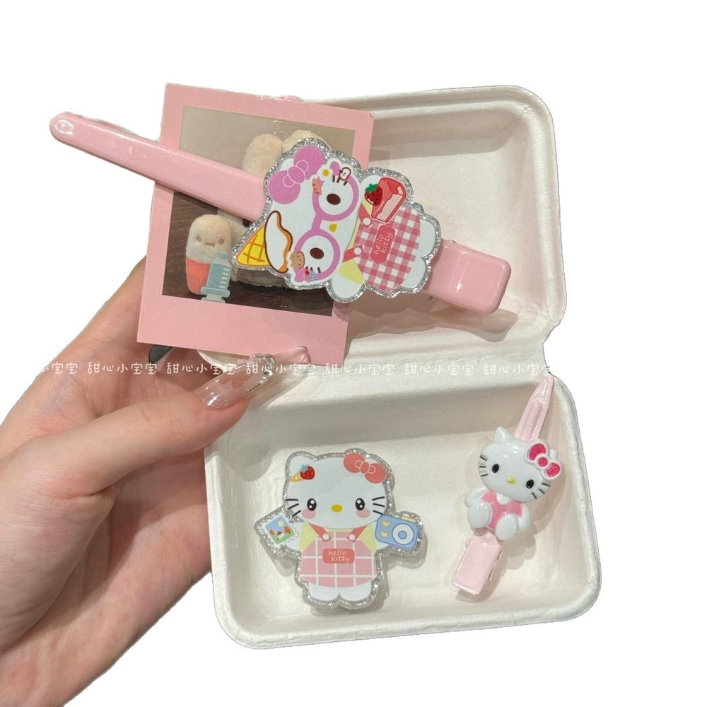 Cute apron glasses cartoon cat student clip duckbill clip makeup clip girl hairpin sweet girl hairpin hair accessories