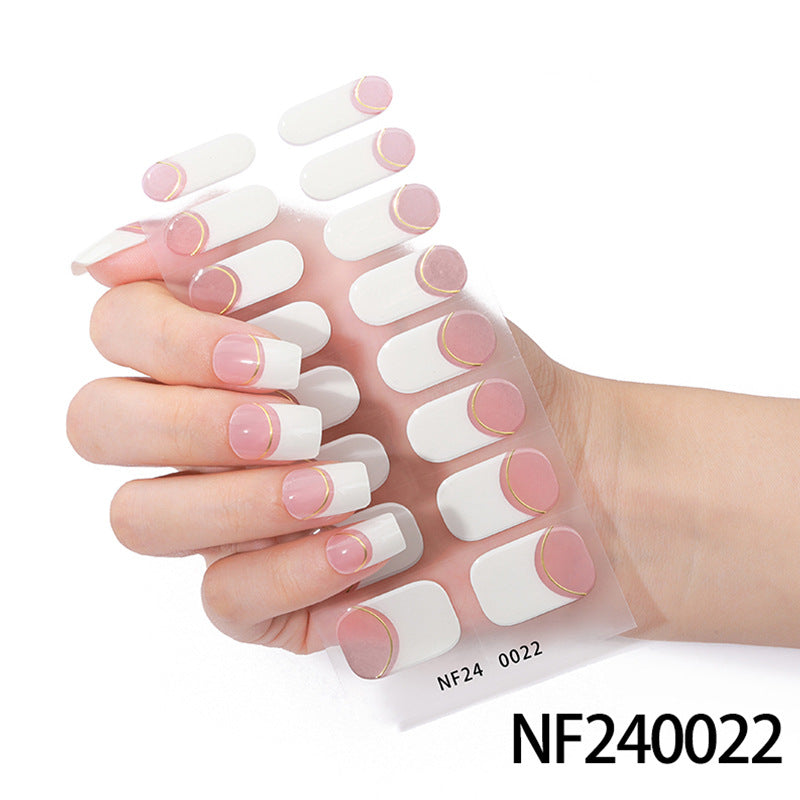 Zhengxiang customized french gel nail art stickers ice transparent solid color ins cross-border uv phototherapy semi-cured nail stickers wholesale
