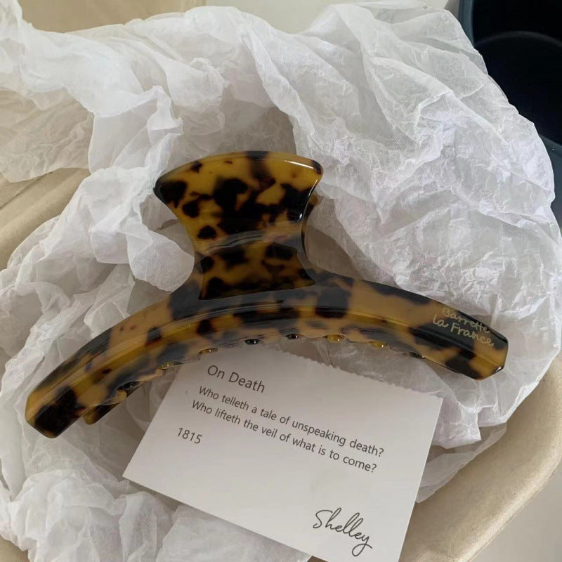 Korean elegant hair clip shark clip acetic acid tortoiseshell leopard print clip large curved simple back of head hair clip wholesale